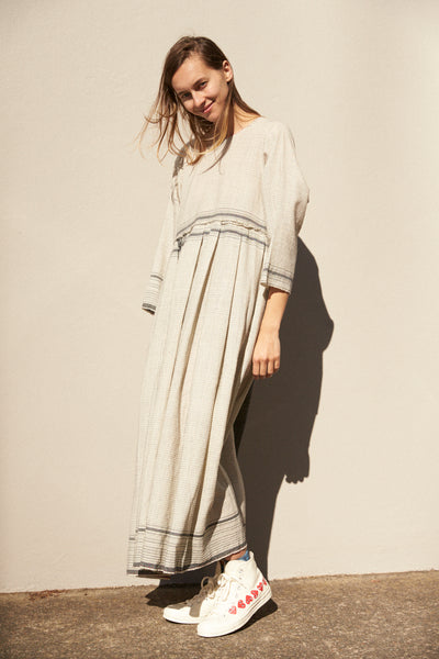 STITCH BABYDOLL DRESS,  IVORY WOOL