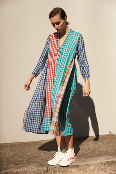 PLAID KAFTAN, MULTICOLOR WOOL