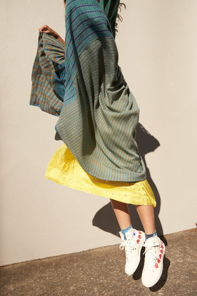 BABYDOLL SHIRT DRESS, GREEN WOOL