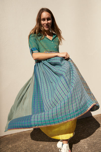 BABYDOLL SHIRT DRESS, GREEN WOOL