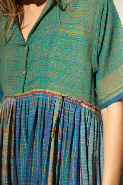 BABYDOLL SHIRT DRESS, GREEN WOOL