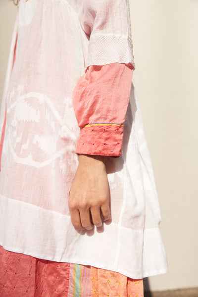 JAMDANI OVERLAY COTTON SILK, WHITE