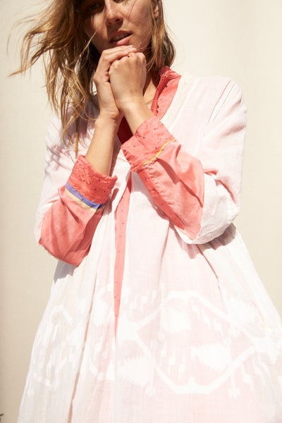 JAMDANI OVERLAY COTTON SILK, WHITE