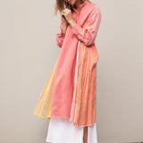 FLOWER SHIRT DRESS, PINK COTTON/SILK