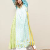 FLOWER SHIRT DRESS, BLUE COTTON/SILK