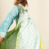 FLOWER SHIRT DRESS, BLUE COTTON/SILK