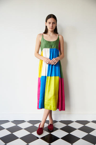 CHAAYA BABYDOLL SLIP DRESS, IKAT COLOUR BLOCK NEON