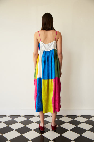 CHAAYA BABYDOLL SLIP DRESS, IKAT COLOUR BLOCK NEON