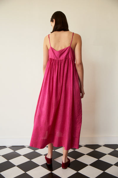 NEEYVA BABYDOLL SLIP DRESS, ELECTRIC PINK SILK