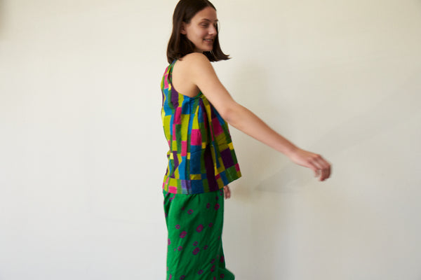 HEMA SLEEVELESS TOP,  IKAT COLOUR BLOCK NEON