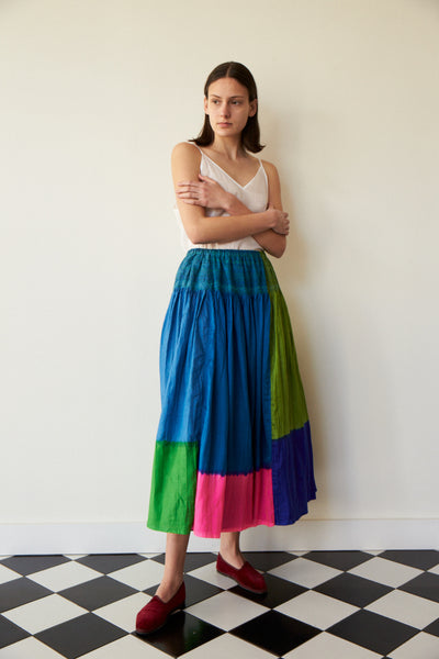 ALINA SKIRT, BLOCK NEON SILK