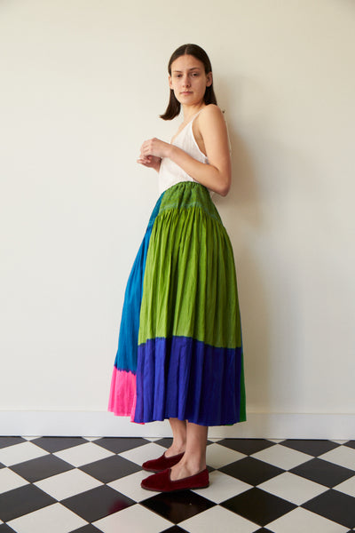 ALINA SKIRT, BLOCK NEON SILK