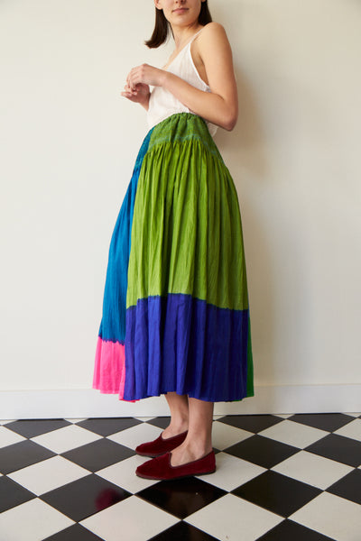 ALINA SKIRT, BLOCK NEON SILK