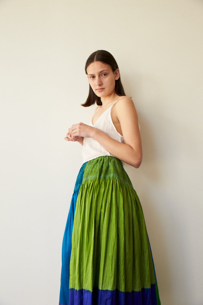 Silk neon skirt top
