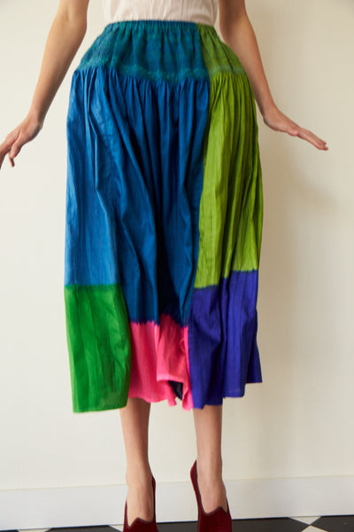 ALINA SKIRT, BLOCK NEON SILK