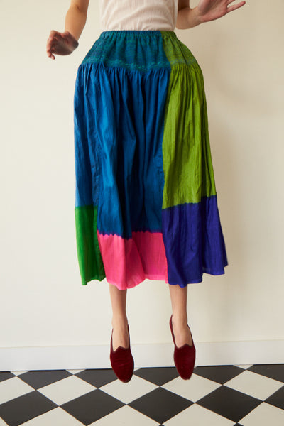 ALINA SKIRT, BLOCK NEON SILK