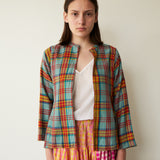 UMA JACKET, BLUE & RED GINGHAM CASHMERE