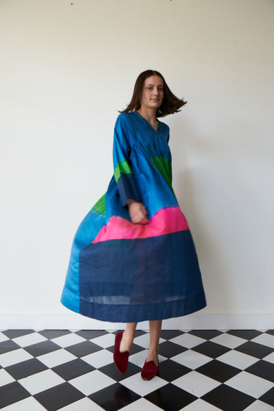 MIDI CAFTAN, TIE DYE BLUE