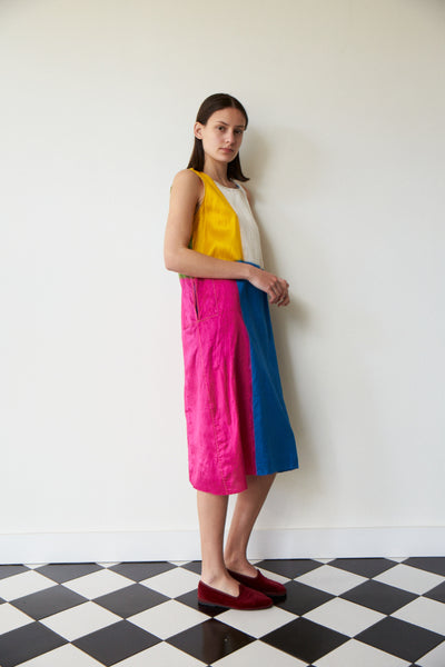 CHAAYA SHIFT DRESS, IKAT COLOUR BLOCK NEON