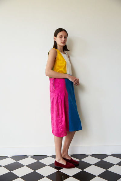 CHAAYA SHIFT DRESS, IKAT COLOUR BLOCK NEON