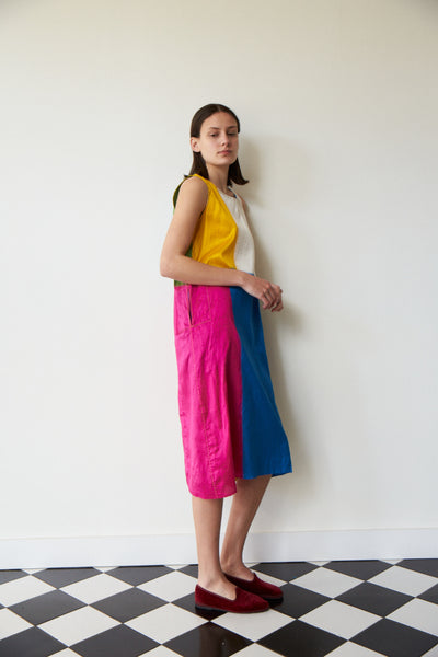 CHAAYA SHIFT DRESS, IKAT COLOUR BLOCK NEON