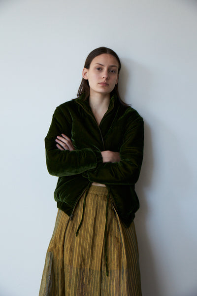 FOREST BOMBER JACKET, OLIVE VELVET