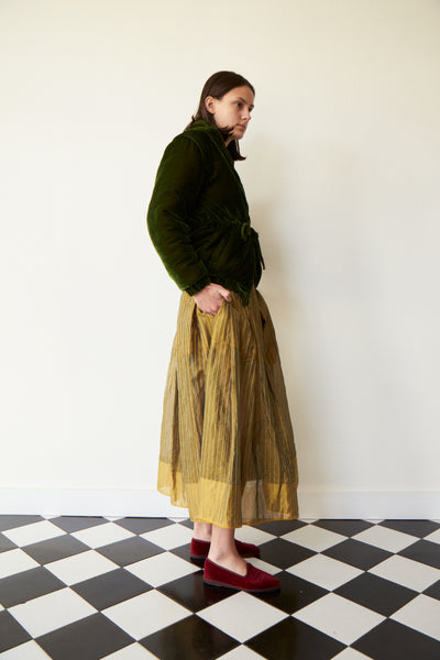 MILANA SKIRT, GREEN & GOLD COTTON