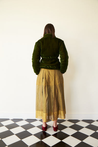 MILANA SKIRT, GREEN & GOLD COTTON