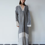 ARYA CAFTAN, GREY / WHITE LINEN
