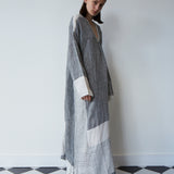 ARYA CAFTAN, GREY / WHITE LINEN