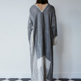 ARYA CAFTAN, GREY / WHITE LINEN