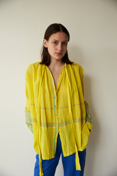 SAFFRON SHIRT, YELLOW COTTON SILK