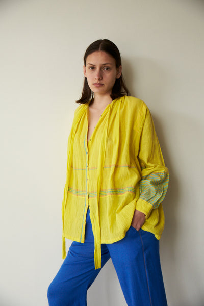 SAFFRON SHIRT, YELLOW COTTON SILK