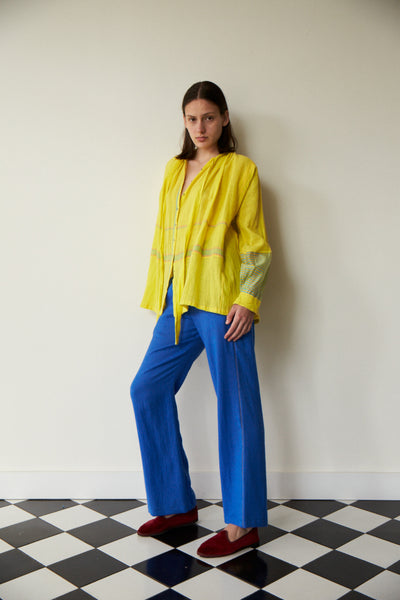 SAFFRON SHIRT, YELLOW COTTON SILK