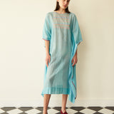 SKY KAFTAN, BLUE COTTON SILK