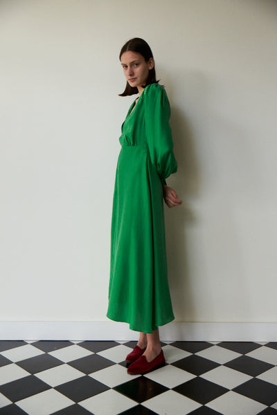 GREEN WITH ENVY, SILK DRESS