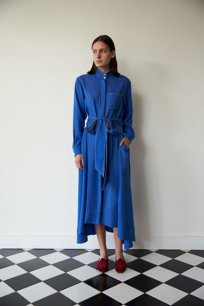 PANEL SHIRT DRESS, ELECTRIC BLUE