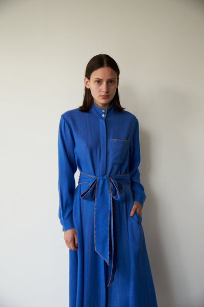 PANEL SHIRT DRESS, ELECTRIC BLUE