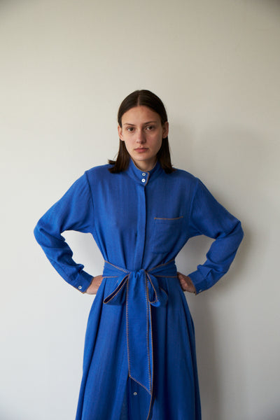 PANEL SHIRT DRESS, ELECTRIC BLUE