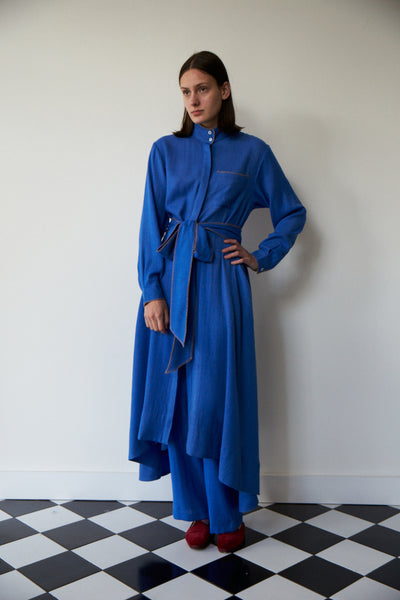 PANEL SHIRT DRESS, ELECTRIC BLUE