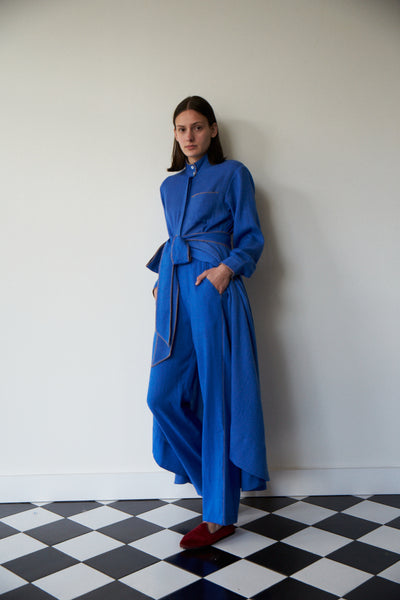 PANEL SHIRT DRESS, ELECTRIC BLUE