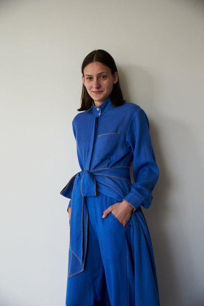 PANEL SHIRT DRESS, ELECTRIC BLUE