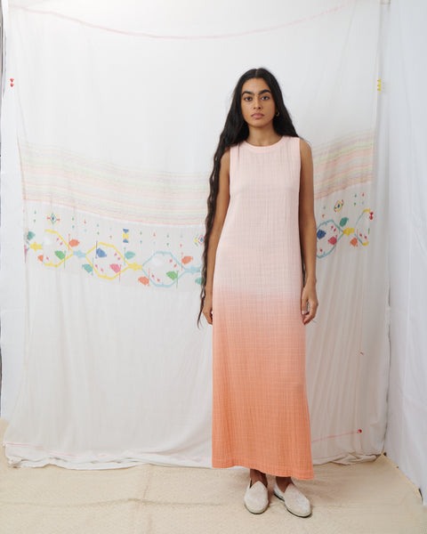 PATNI MAXI DRESS, PEACH COTTON