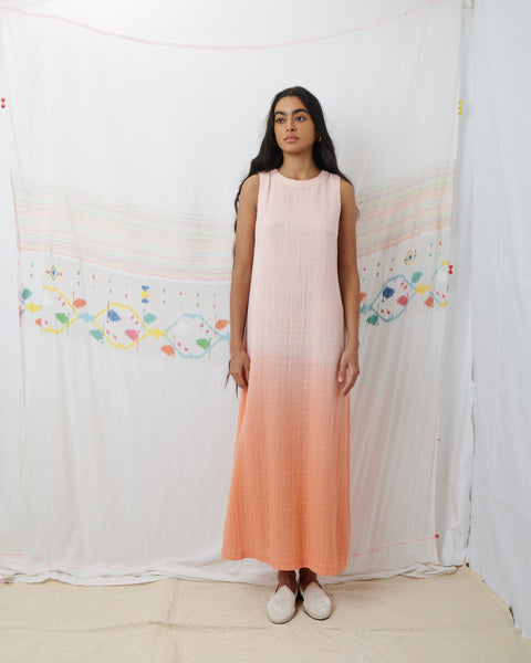 PATNI MAXI DRESS, PEACH COTTON