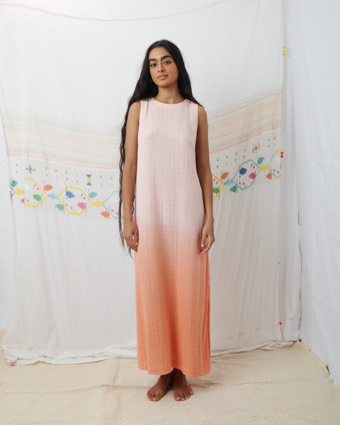 PATNI MAXI DRESS, PEACH COTTON