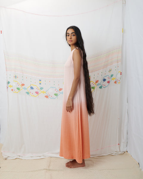 PATNI MAXI DRESS, PEACH COTTON