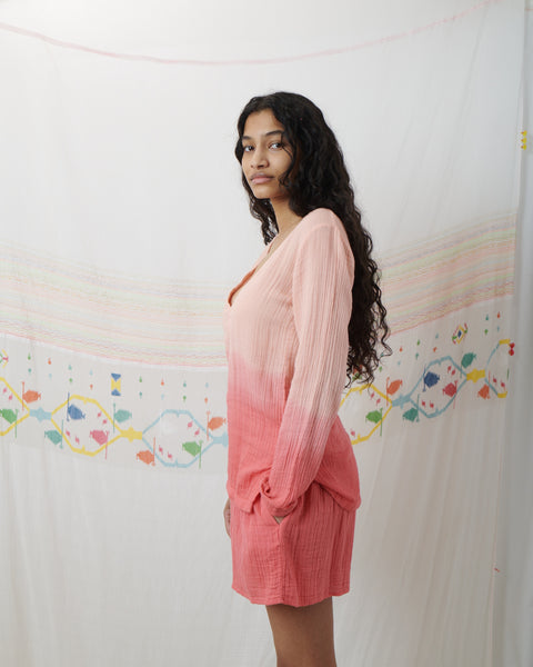 MARATA BLOUSE, BLUSH PINK COTTON