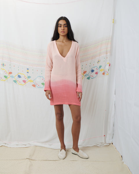 MARATA MINI DRESS, BLUSH PINK COTTON