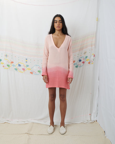 MARATA MINI DRESS, BLUSH PINK COTTON