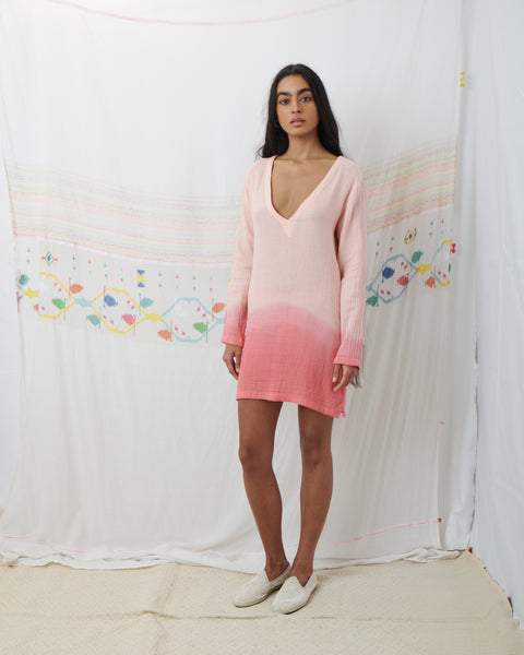 MARATA MINI DRESS, BLUSH PINK COTTON